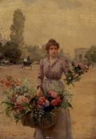 Schryver, Louis Marie de - A Flower Seller Near The Arc De Triomphe